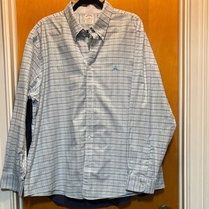Brooks Brothers Men's White and Blue Check Shirt